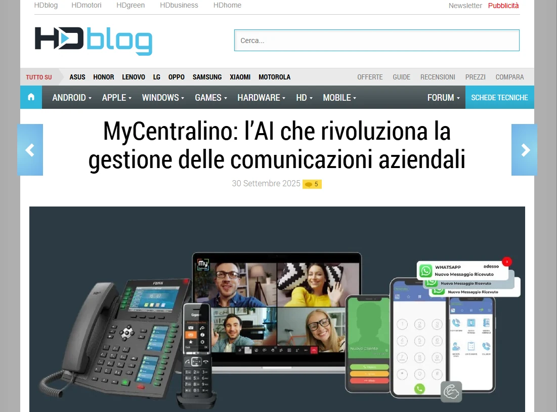 HDblog — MyCentralino: l'AI che rivoluziona la gestione delle chiamate
